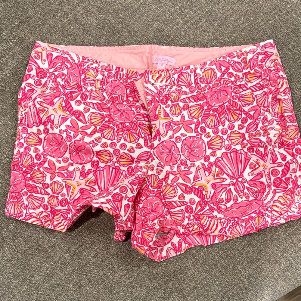 Lilly Pulitzer Pink and White Seashell Pattern Shorts